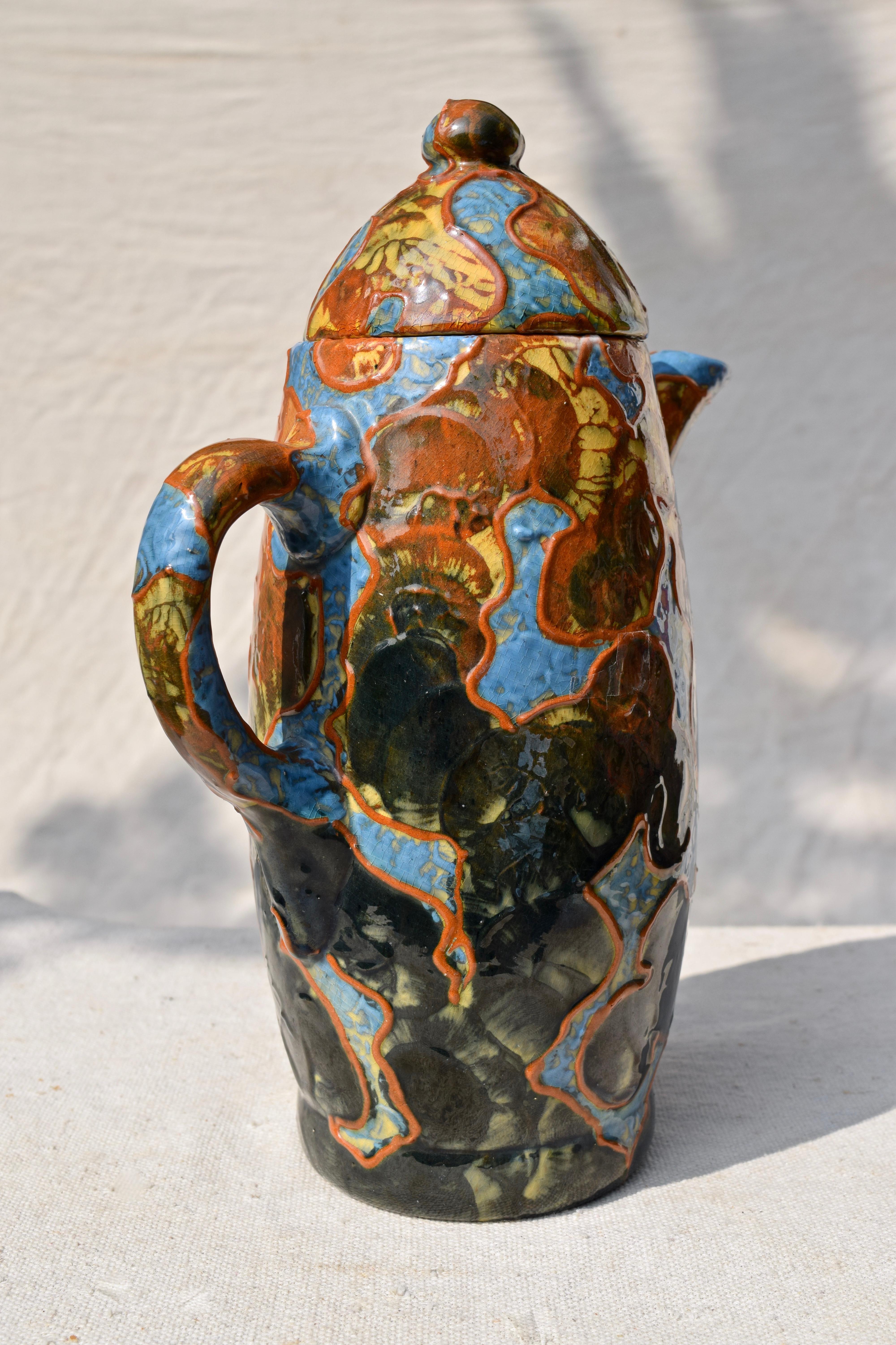 Hand-Painted Michael Andersen, Camouflage Series Pitcher, Denmark, 1940s For Sale