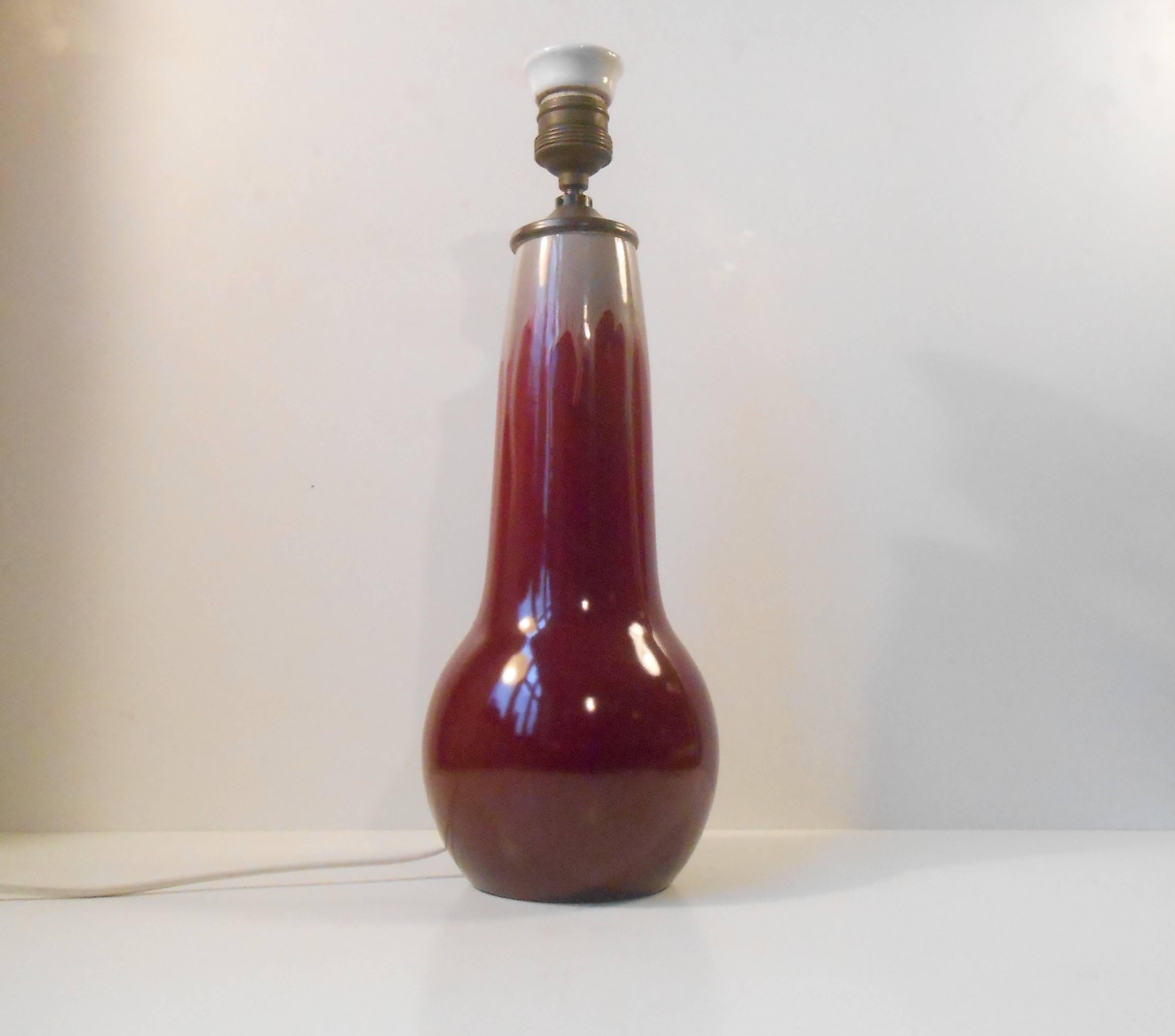 Michael Andersen Ceramic Art Nouveau Table Lamp with Oxblood Glaze In Good Condition For Sale In Esbjerg, DK