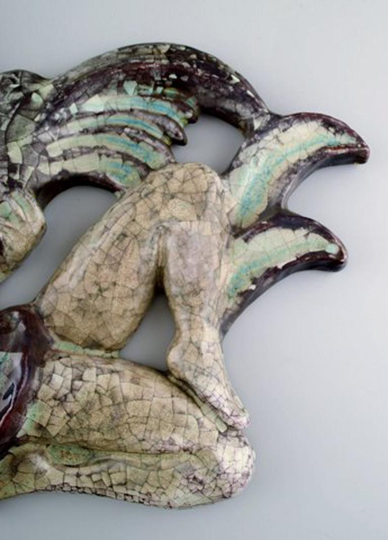 Danish Michael Andersen Ceramics, Bornholm, Relief, Leda and the Swan