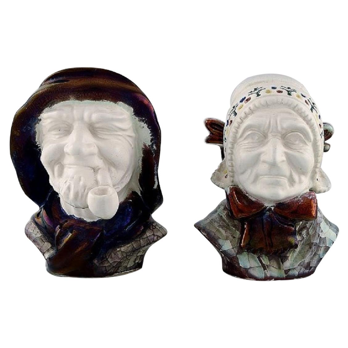 Michael Andersen Keramik aus Bornholm, ein Paar Köpfe, Nationalkostüme im Angebot