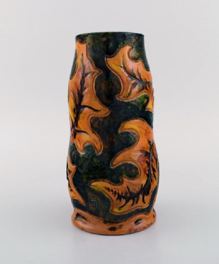 Danish Michael Andersen, Denmark. Art Nouveau Vase in Glazed Ceramics