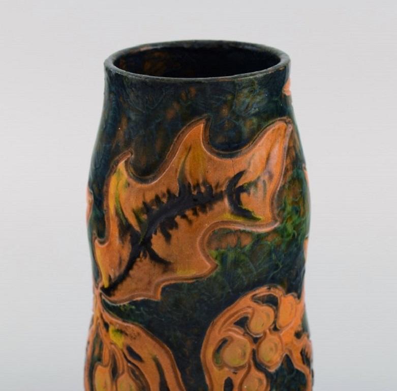 Michael Andersen, Denmark. Art Nouveau Vase in Glazed Ceramics In Excellent Condition In Copenhagen, DK