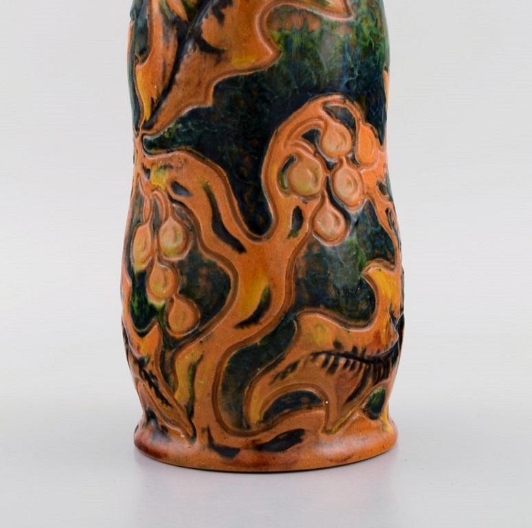 Early 20th Century Michael Andersen, Denmark. Art Nouveau Vase in Glazed Ceramics