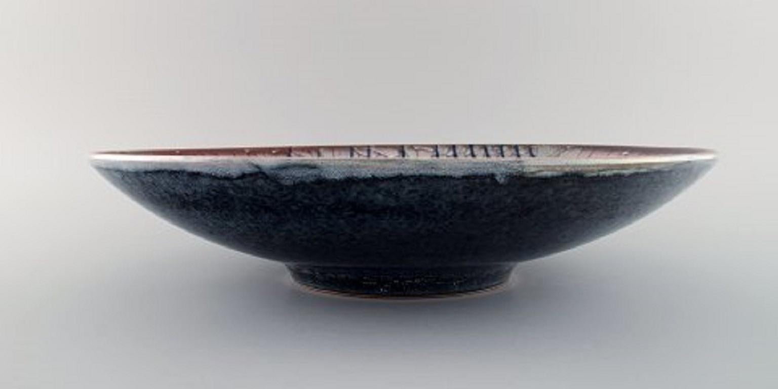 Scandinavian Modern Michael Andersen, Denmark, Large Bowl in Glazed Ceramics with Weaver For Sale