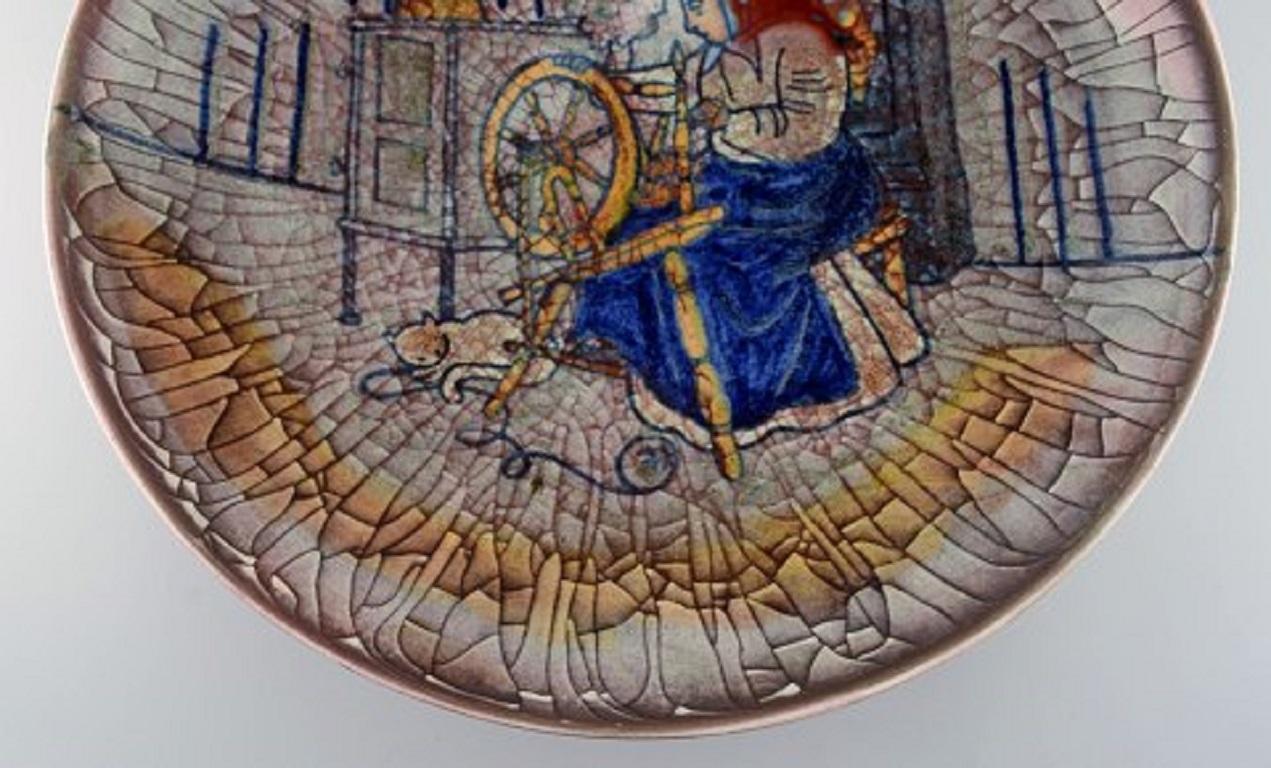 Michael Andersen, Denmark, Large Bowl in Glazed Ceramics with Weaver In Good Condition For Sale In Copenhagen, DK