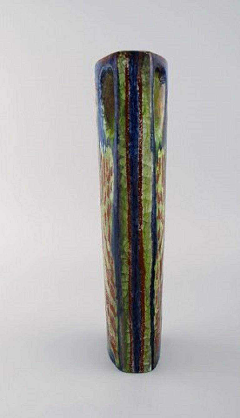 Danois Michael Andersen, Danemark, Grande cruche en céramique émaillée avec oiseaux en vente