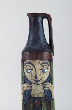 Michael Andersen, Denmark, Large Jug in Glazed Ceramics with Young Girl, 1950s