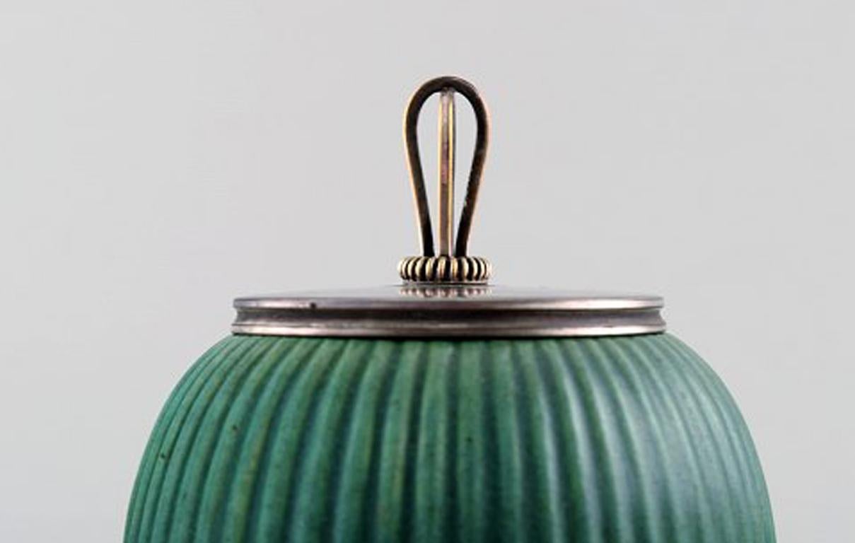 Art Deco Michael Andersen, Denmark Marmalade Jar in Ceramics, Fluted Style