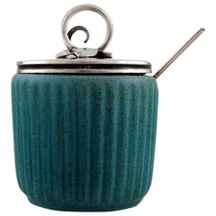 Vintage Michael Andersen, Denmark Marmalade Jar in Ceramics, Fluted Style
