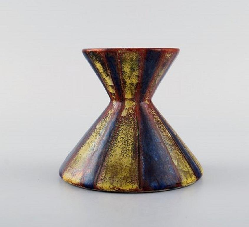 Michael Andersen, Denmark, Two Bowls, Candlestick and Lidded Jar, 1950s In Good Condition For Sale In Copenhagen, DK