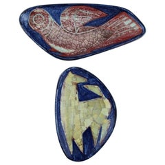 Michael Andersen, Denmark, Two Dishes in Glazed Ceramics, 1950s