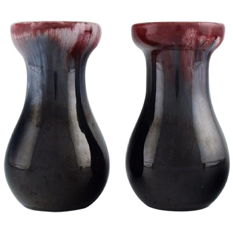 Michael Andersen, Denmark, Two Vases in Glazed Ceramics, 1950s For Sale
