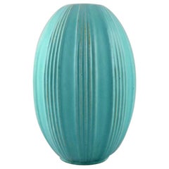 Michael Andersen, Large Glazed Ceramic Vase with Fluted Body, 1960s