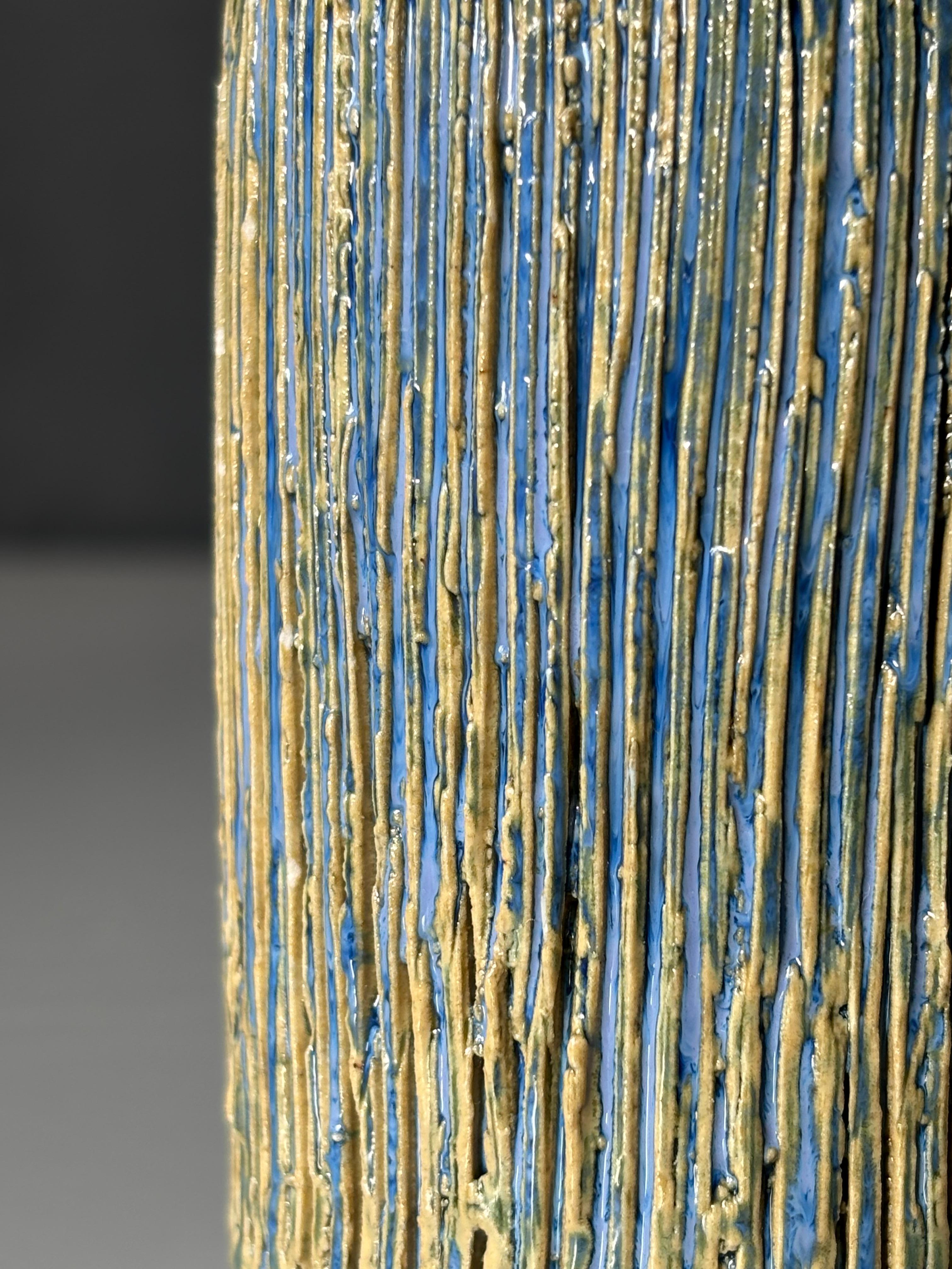 Michael Andersen Lined Vase With Blue Neck, 1960s In Good Condition In Copenhagen, DK