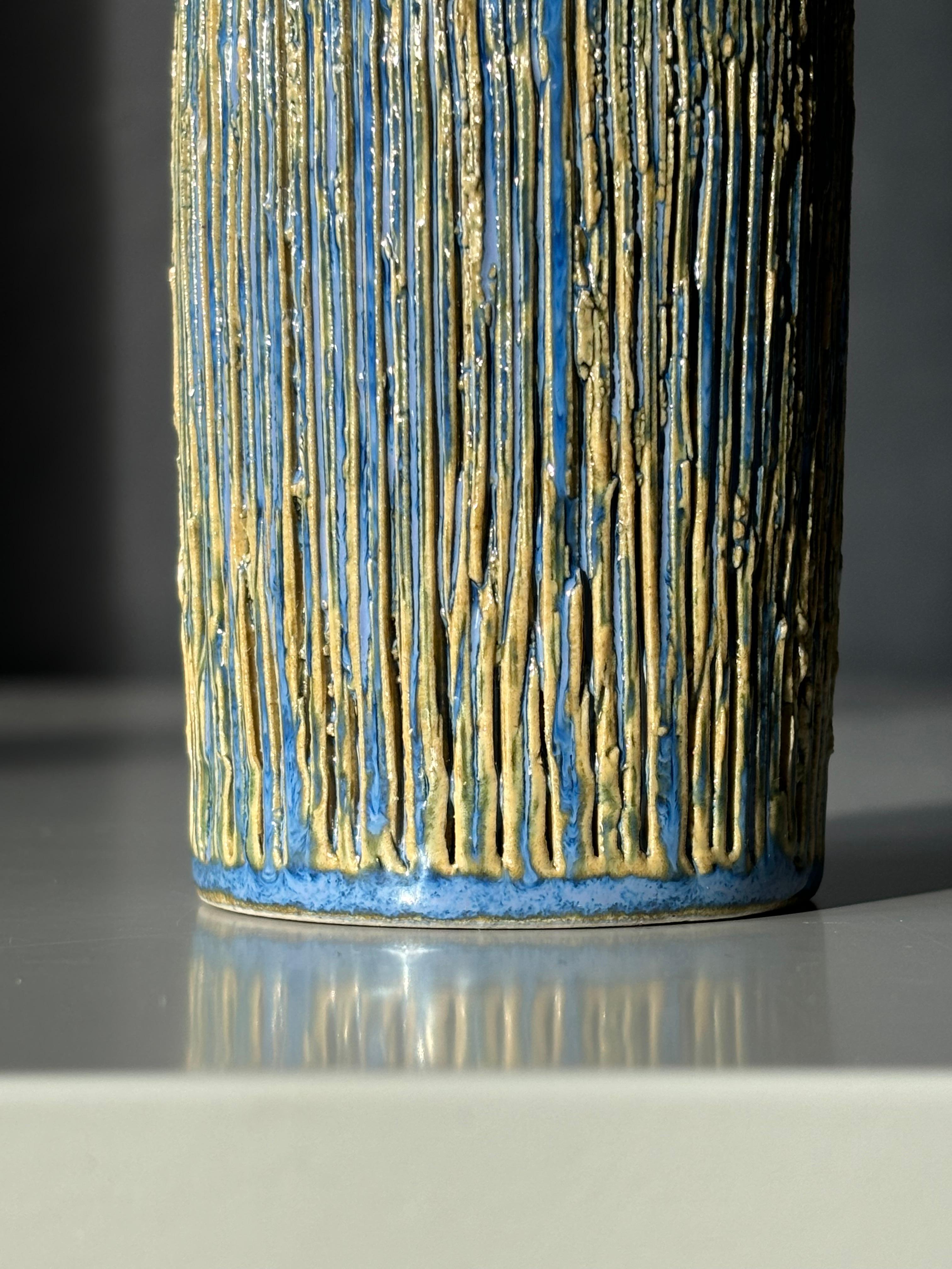 20th Century Michael Andersen Lined Vase With Blue Neck, 1960s