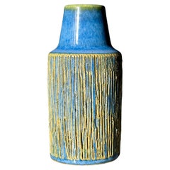 Michael Andersen Lined Vase With Blue Neck, 1960s