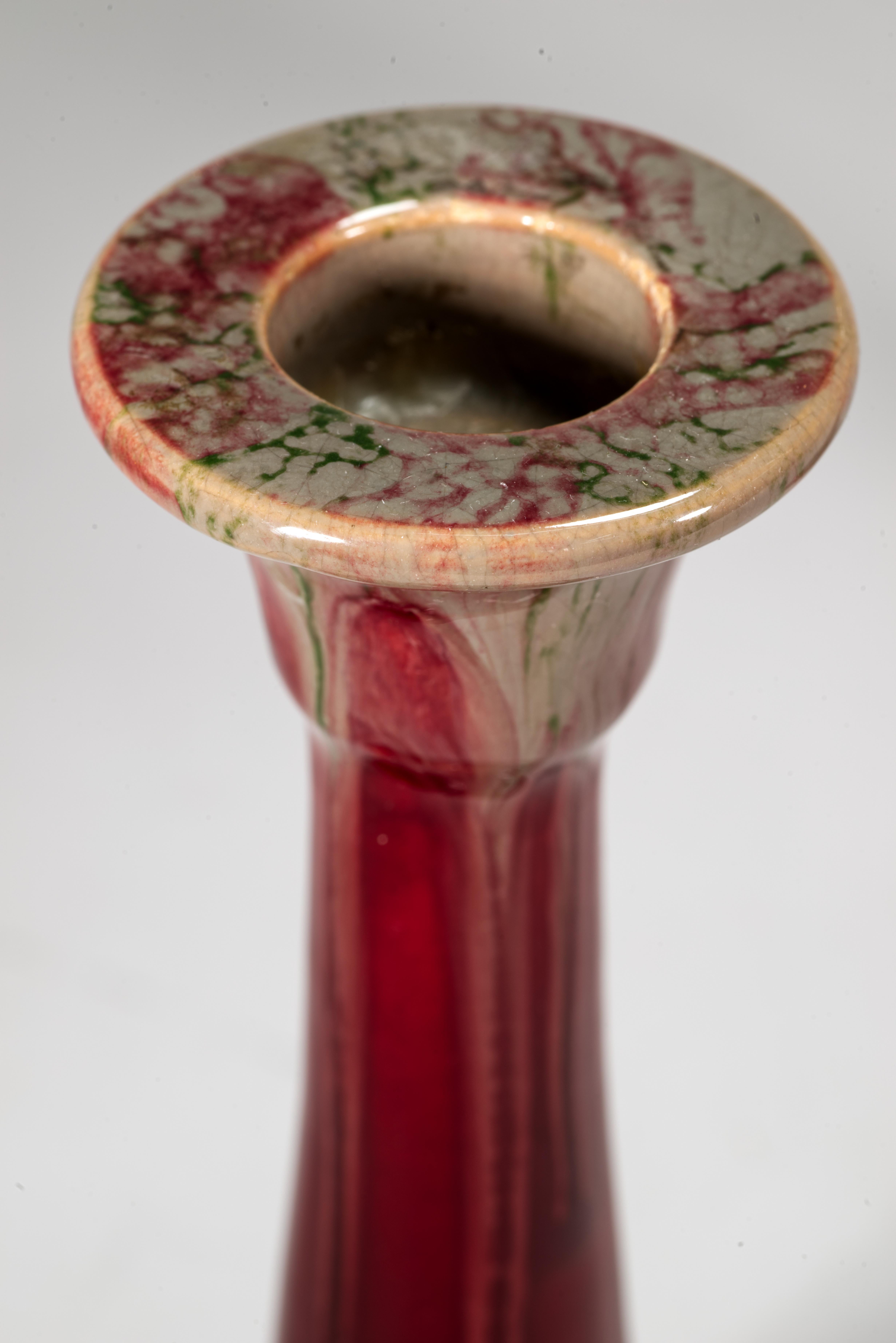 Ceramic Michael Andersen Pair of Art Deco Oxblood Red Candle Holders, Denmark 1930s For Sale