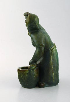 Michael Andersen Pottery, Bornholm, Large Figure of Fisherman's Wife