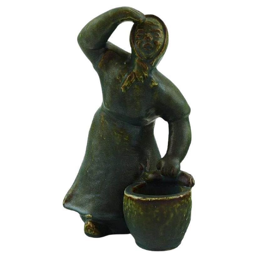 Michael Andersen Pottery, Bornholm, Large Figure of Fisherman's Wife For Sale