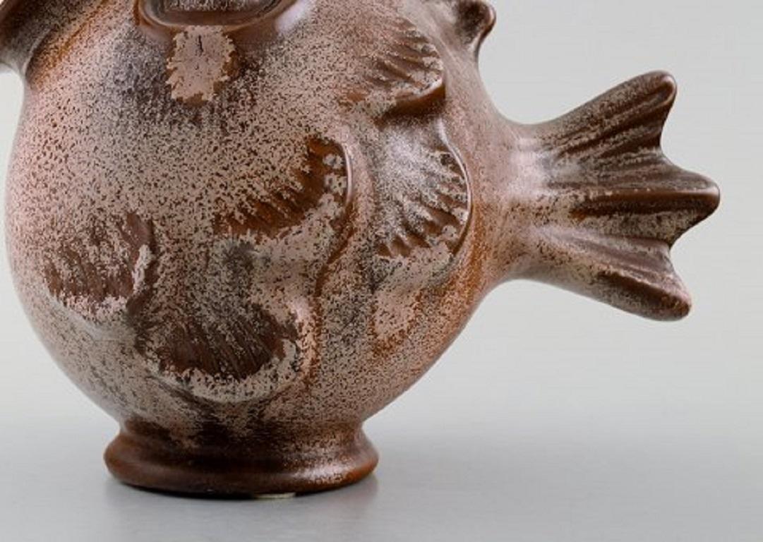 Scandinavian Modern Michael Andersen, Rare Fish in Glazed Ceramics, 1950s For Sale