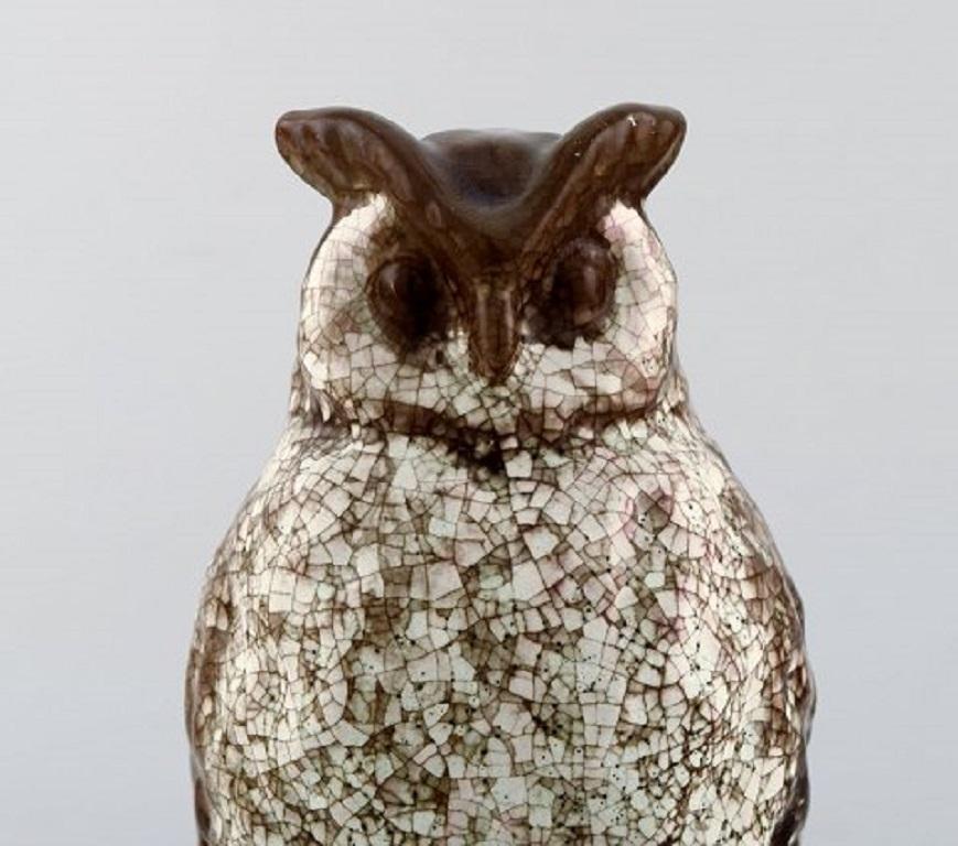 Michael Andersen. Rare owl in crackled glazed stoneware. Beautiful glaze in brown and white shades, 1950s-1960s.
In very good condition.
Stamped.
Measures: 23 x 10 cm.
