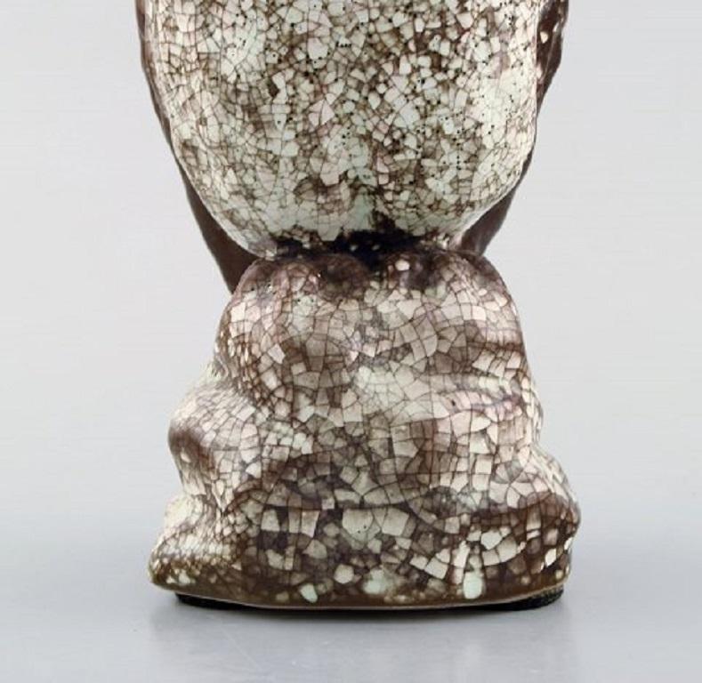 Scandinavian Modern Michael Andersen, Rare Owl in Crackled Glazed Stoneware, 1950s-1960s