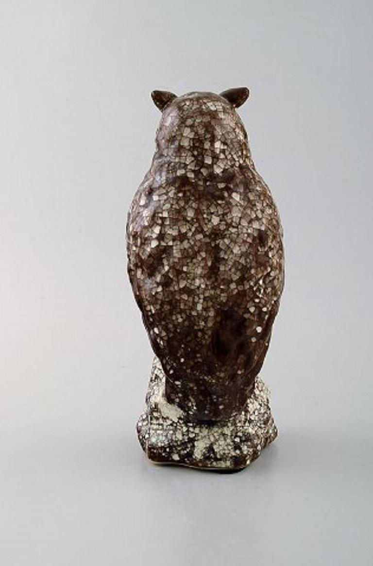 Michael Andersen, Rare Owl in Crackled Glazed Stoneware, 1950s-1960s In Good Condition In Copenhagen, DK