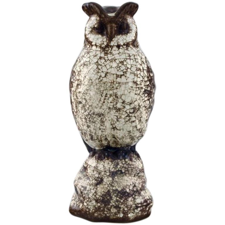 Michael Andersen. Rare Owl in Crackled Glazed Stoneware, 1950s-1960s