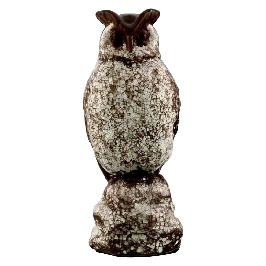 Michael Andersen, Rare Owl in Crackled Glazed Stoneware, 1950s-1960s