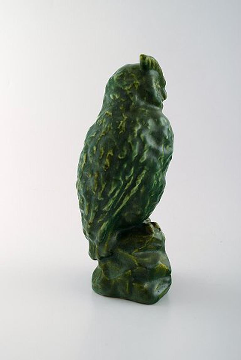 Danish Michael Andersen. Rare Owl in Glazed Stoneware, 1950s-1960s