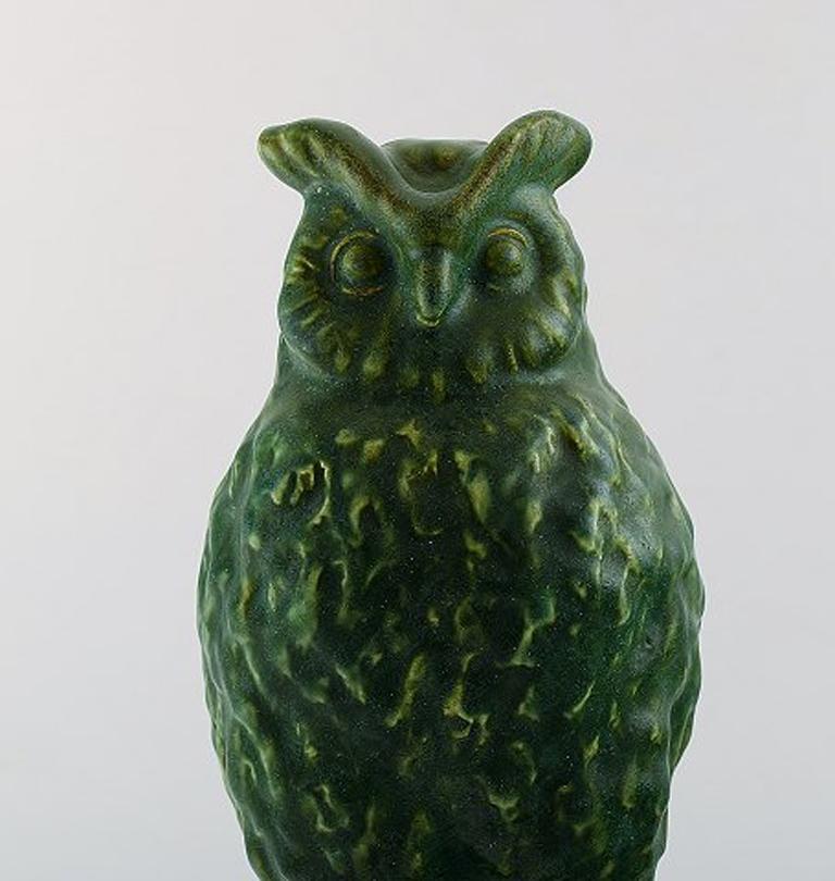 Michael Andersen. Rare Owl in Glazed Stoneware, 1950s-1960s In Good Condition In Copenhagen, DK