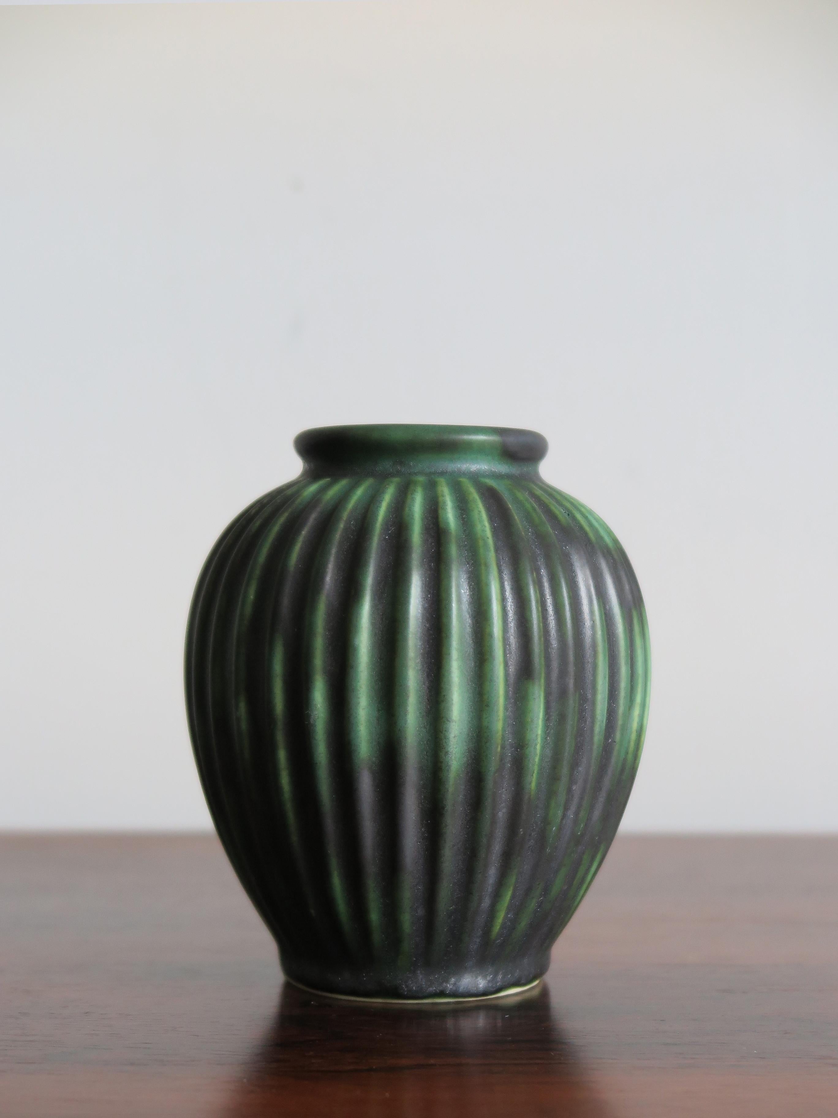 Scandinavian Modern Michael Andersen Scandinavian Mid-Century Modern Green Ceramic Vases, 1940s For Sale