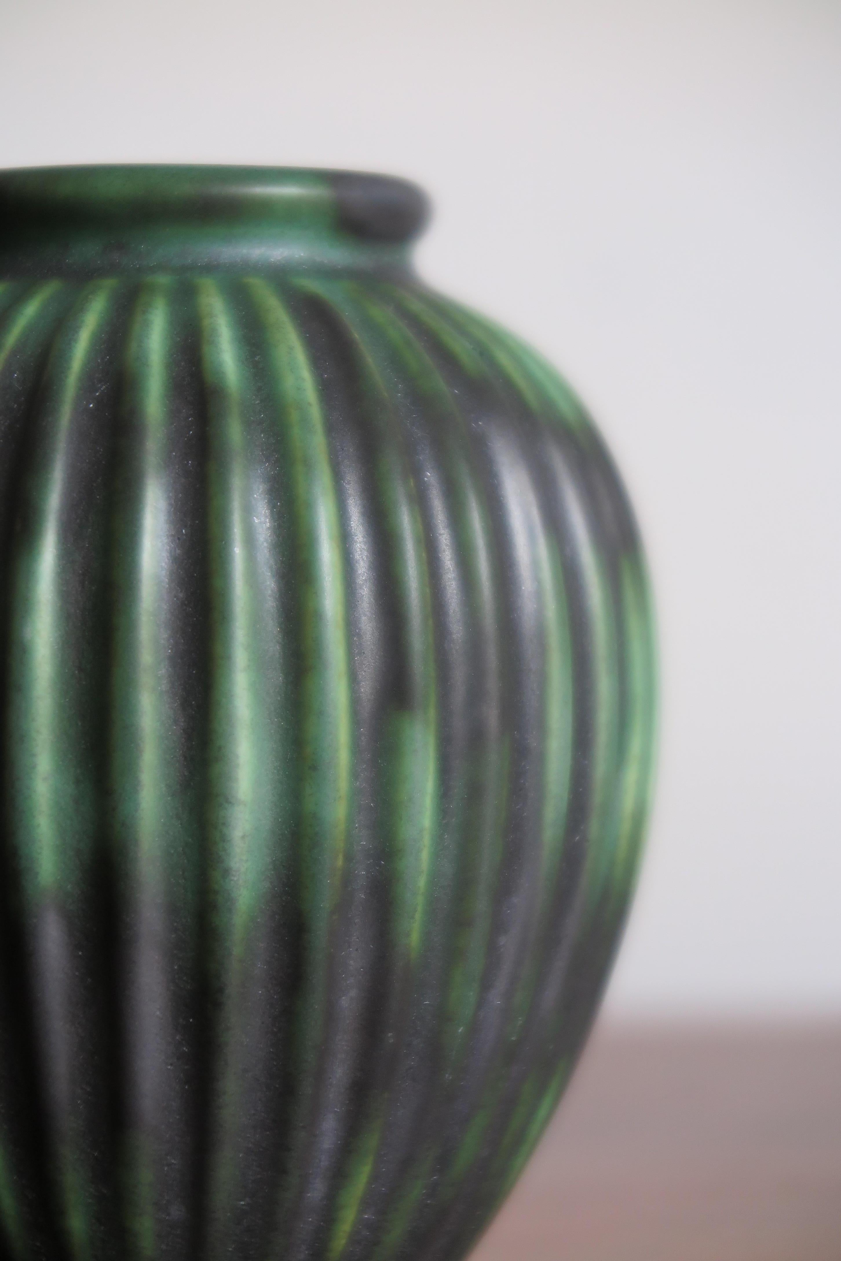 Mid-20th Century Michael Andersen Scandinavian Mid-Century Modern Green Ceramic Vases, 1940s For Sale