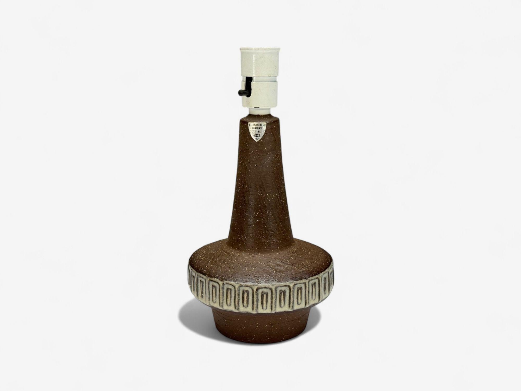 Danish Michael Andersen & Søn, Brown Stoneware, Table Lamp, Denmark, 1960s For Sale