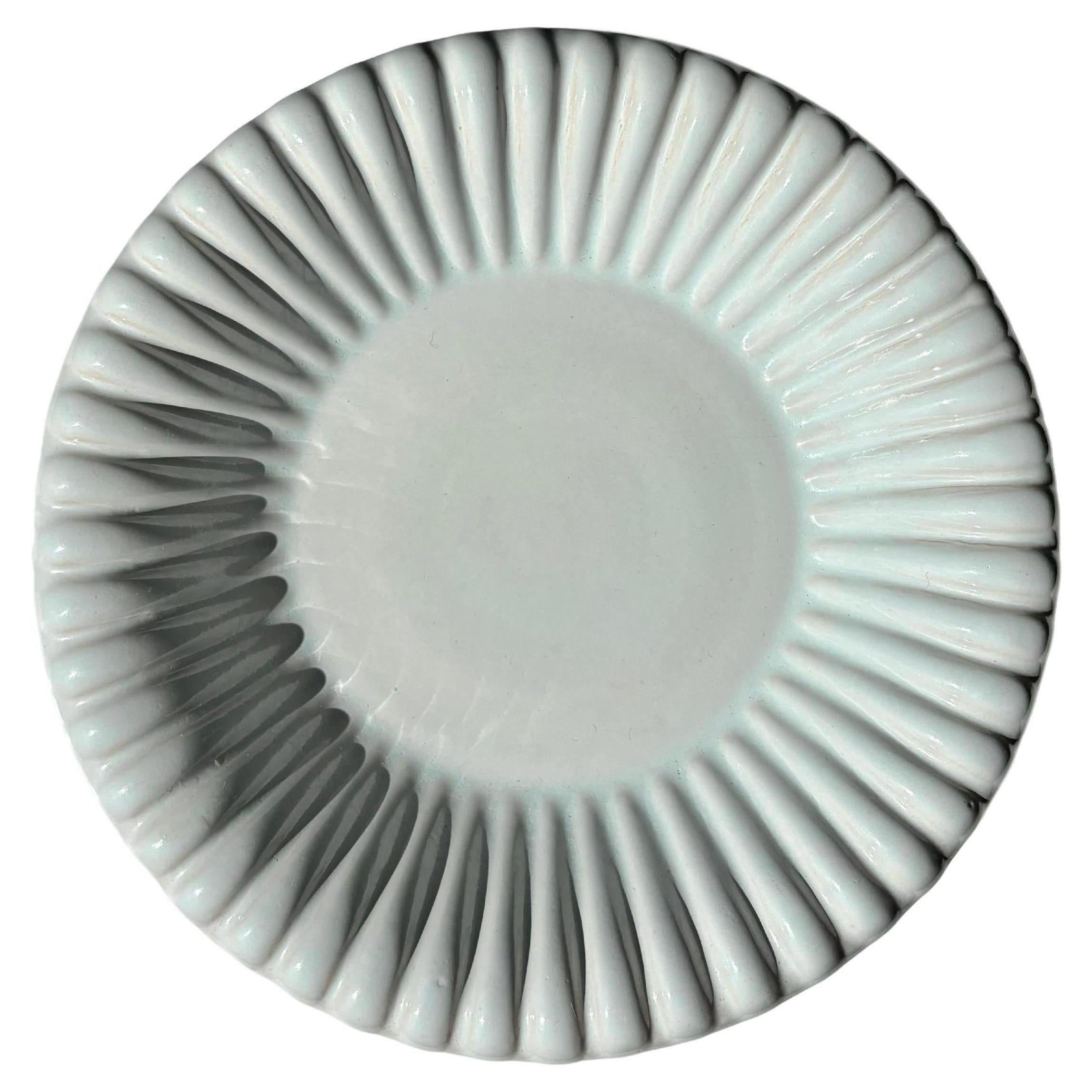 Michael Andersen Soft Pleated White Vide-Poche Bowl, 1960s For Sale
