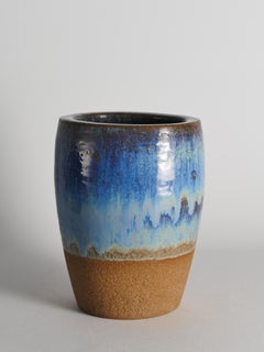 Michael Andersen & Son Blue Glazed Studio Pottery Vase, Bornholm Denmark