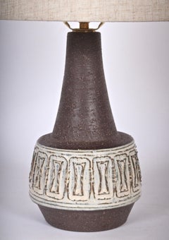 Michael Andersen & Son Bornholm Brown & Off White Pottery Table Lamp, 1960s