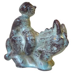 Vintage Michael Andersen & Son Boy on Donkey Ceramic Figurine in Persia Glaze