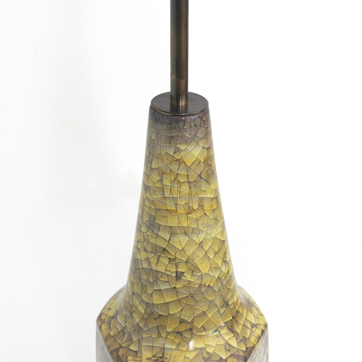 Scandinavian Michael Andersen & Son Crackle Glazed Lamp, 1950's Bornholm, Denmark, 1950