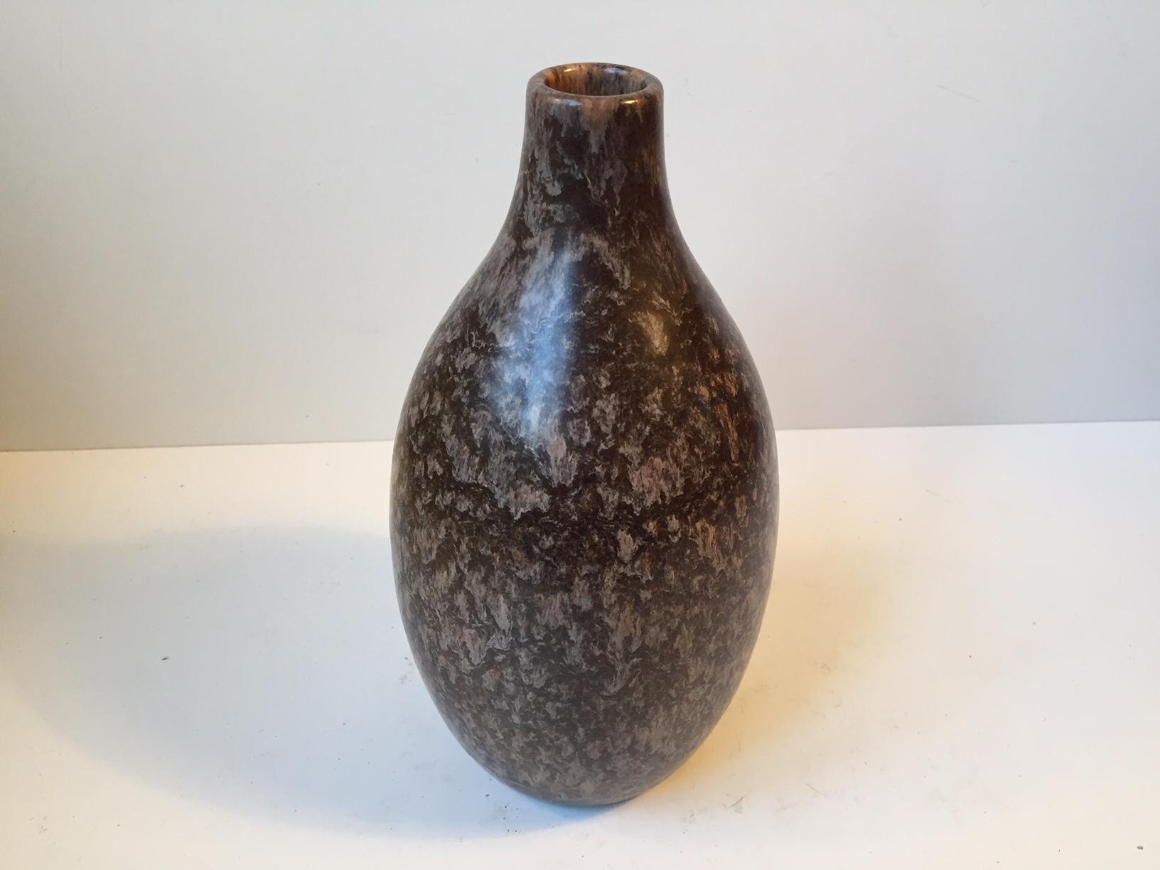 Danish Michael Andersen & Son Ovoid Vase in Earthy Glazes, 1940s For Sale