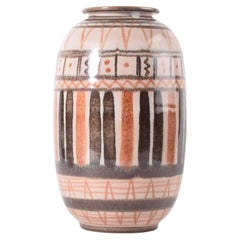 Michael Andersen & Son Vase Ethnic Decoration, Earthy Colors, Danish 1960s