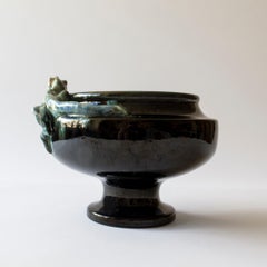 Michael Andersen & Söner, Danish Iridescent and Drip Glaze Ceramic Figure on Urn