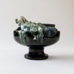 Michael Andersen & Söner, Danish Iridescent and Drip Glaze Ceramic Figure on Urn