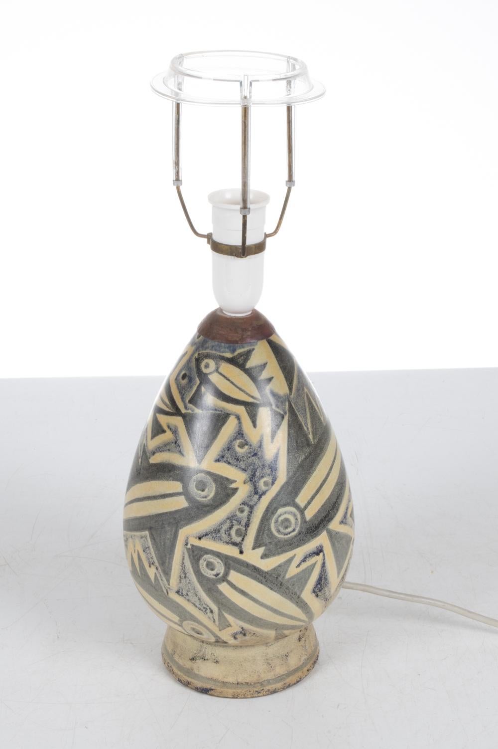 Michael Andersen Studio Pottery Fish Motif Table Lamp For Sale 11