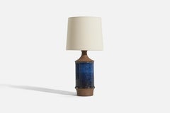 Michael Andersen, Table Lamp, Blue-Glazed Stoneware, Bornholm, Denmark, 1960s