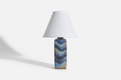Michael Andersen, Table Lamp, Blue-Glazed Stoneware, Bornholm, Denmark, 1960s