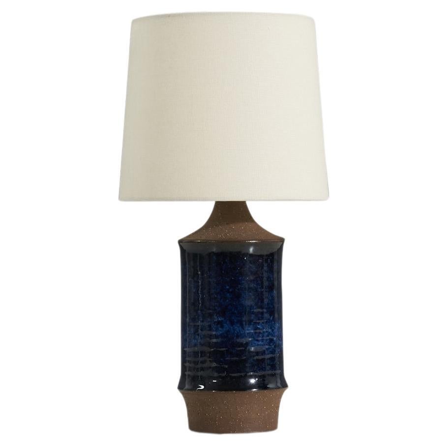 Navy Blue Ceramic 24cm Modern Table Lamp Bedside Light with Matching Shade 