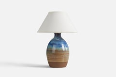 Michael Andersen, Table Lamp, Blue-Glazed Stoneware, Denmark, 1960s
