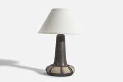 Michael Andersen, Table Lamp, Brown-Glazed Stoneware, Bornholm, Denmark, 1960s