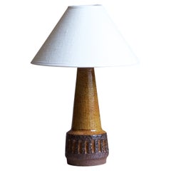Michael Andersen, Table Lamp, Glazed Incised Stoneware, Bornholm, Denmark, 1960s